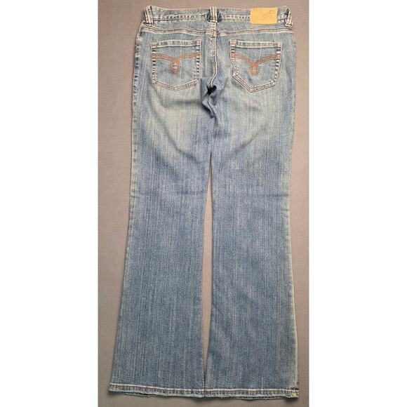 Y2K Roxy Denim Womens Jeans Size 31x32 Low Rise Flare Medium Wash Sunset Beach - Picture 4 of 9